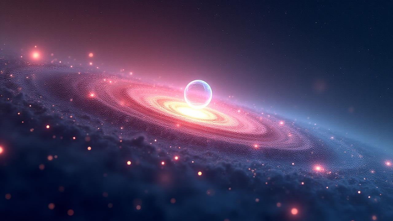 Visualización espacial dinámica, planetas, estrellas y elementos 3D holográficos flotantes.